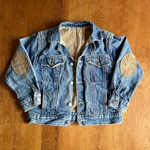 Classic Kids Denim Jean Jacket with Elbow Patches - Blue